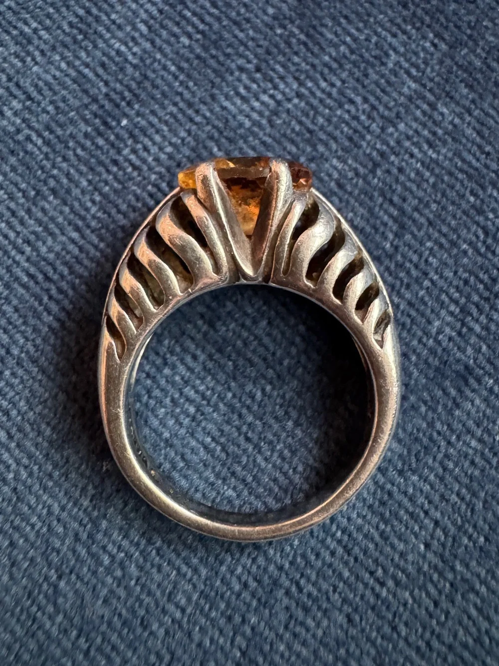 Vintage Kabana 925 sterling silver faceted oval citrine Ring Size 9